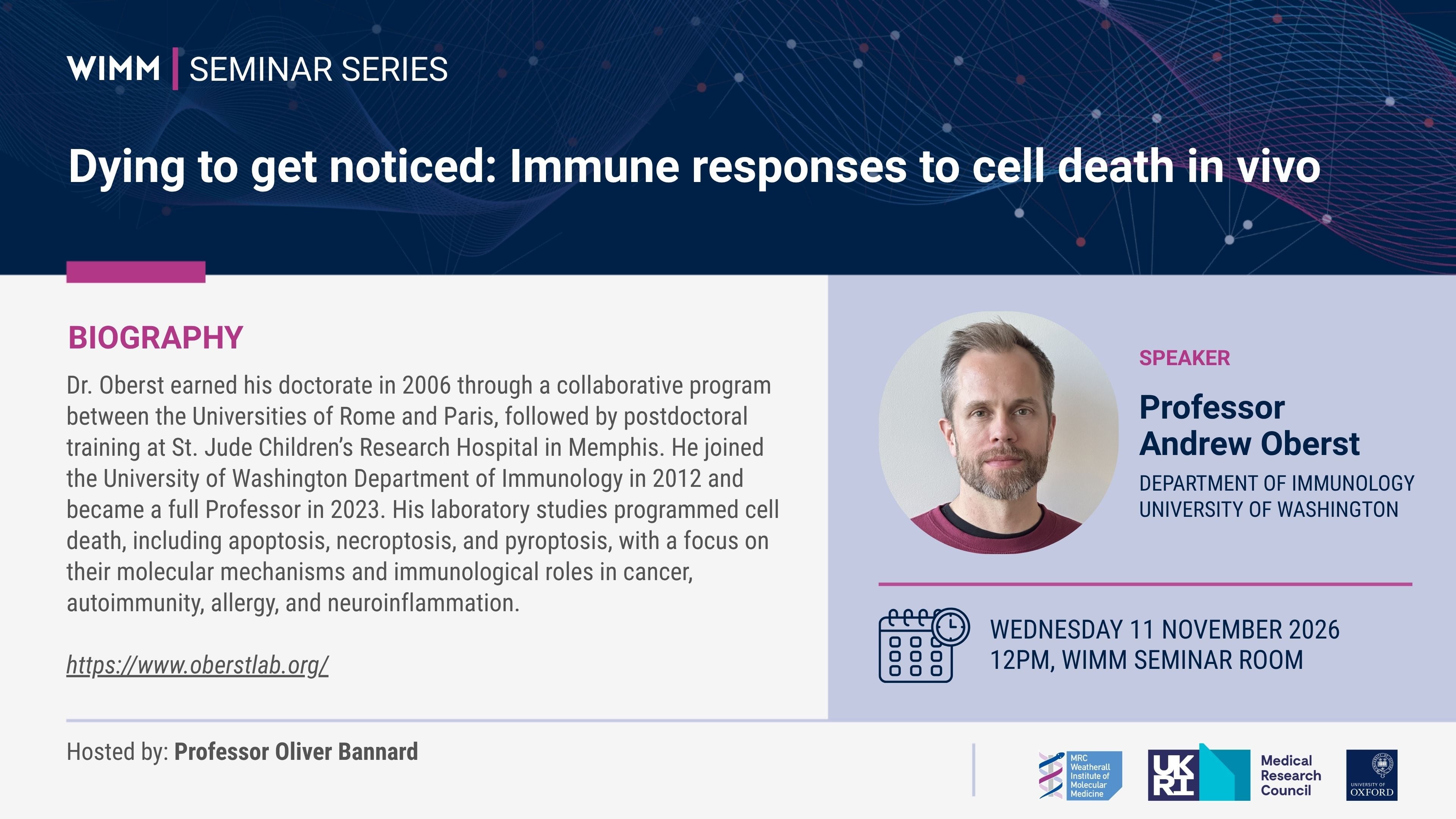 Ad-Hoc WIMM Seminar - Dying to get noticed: Immune responses to cell ...