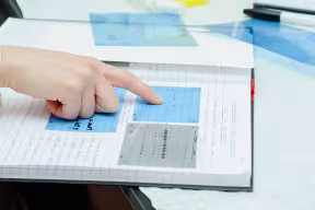 student looking at lab results