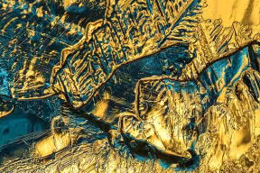 A close-up of frozen water