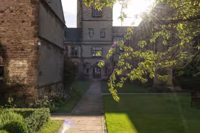 Harris College Manchester quad in the sunshine