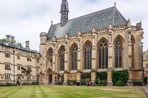 View across Front Quad towards the Chapel, with the MCR on the left
