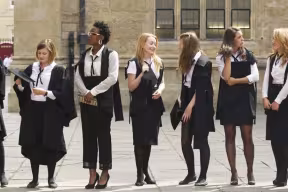 Graduands waiting to process into the Sheldonian Theatre on Degree Day, Oxford