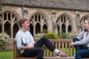 Relaxing and chatting in the Cloister Gardens