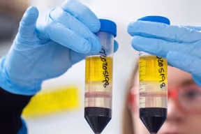 Researcher with test tubes