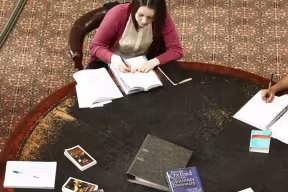 Students studying in the main reading room of the Taylor Institution Library