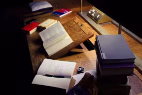 Studying in the library
