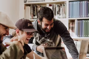 a group of students laughing