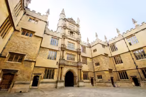 Bodleian Library courtyard on a bright day