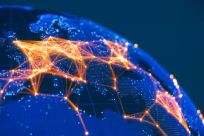 Abstract Earth view from space with connections from major cities.