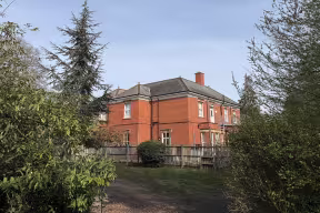 The garden and trees outside Jack Straws Lane nursery