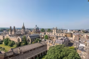 The Radcliffe Camera, the University Church and the Sheldonian Theatre all visible in the Oxford skyline.