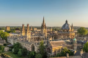 Oxford skyline featuring the Radcliffe Camera and the University Church.
