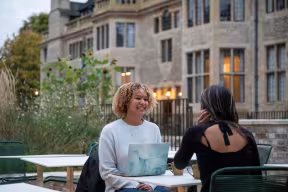 Students talking outside college