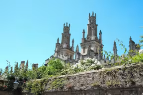 VIEW OF THE HAWKSMOOR TOWERS AT ALL SOULS FROM QUEEN'S LANE