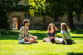 Students on Wadham College lawn