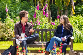 Students in a college garden