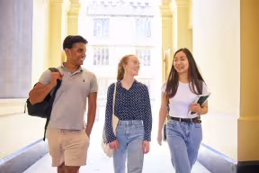 Students walking in an Oxford college