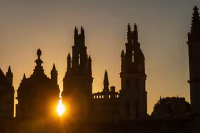 Oxford college buildings at sunrise
