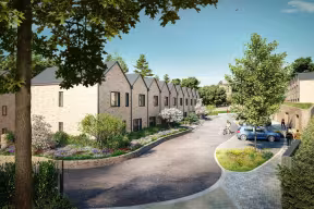 CGI mockup of the new graduate housing at Court Place Gardens