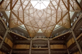 The octagonal skylight ceiling of the Great Hall in the Schwarzman Centre for the Humanities