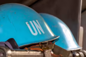 Blue UN helmets