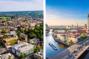 citiyscape view of Oxford and Berlin side-by-side
