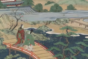 Painted handscroll narrating the tale of Urashima Tarō, a fisherman transported to an underwater palace as the guest of Princess Otohime.
