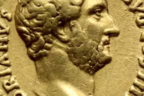 Gold coin with the head of Hadrian