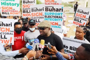 Samson Itodo, Executive Director of Yiaga Africa, campaigning for greater electoral integrity ahead of Nigeria’s 2023 elections 