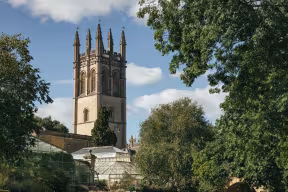 Magdalen College tower in springtime