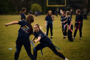 Oxford Young Sport Leaders year 8 female pupils playing flag football