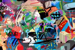 Colourful abstract painting representing visual arts