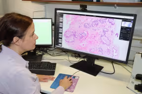 Professor Clare Verrill uses the AI pathology software
