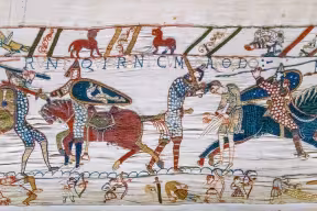 A scene from the Bayeux Tapestry.
