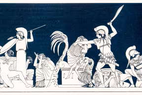 The capture of Troy. Ancient Greek illustration. 
