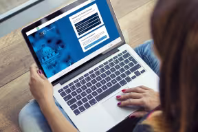 Student using CareerConnect on laptop 