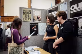 Student at OUDS Society Table at Freshers' Fair