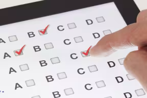 finger on multi choice test