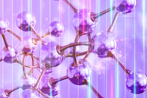 Abstract Molecular Structures on a background representing digital information.
