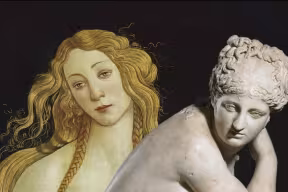 Botticelli's painting of Venus and sculpture of crouching Aphrodite from The Royal Collection.