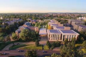 An artist's impression of a view of Ellison Institute of Technology (EIT) campus in Oxford