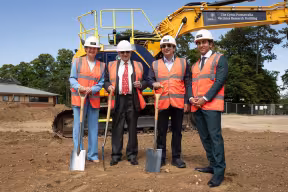 The Vice-Chancellor and members of the Poonawalla family at the groundbreaking ceremony