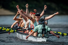Image shows Cambridge Women celebrating their victory