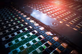 Electric vehicle battery module with lens flare effect. Image credit: Shutterstock.