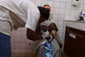 A child is vaccinated with the R21 malaria vaccine at Nanoro, Burkina Faso - credit Prof Katie Ewer