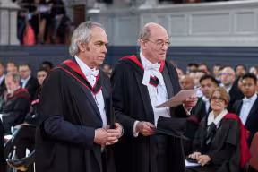 John Harris (left) receives his honorary MA. Image by Ian Wallman