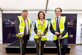Image showing Sir James Wates, Chairman at Wates Construction Group; Professor Louise Richardson, Vice-Chancellor of the University of Oxford; Nigel Wilson, Chief Executive of Legal & General breaking ground at new Life and Mind Building
