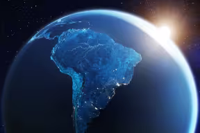A shot of Latin America from space