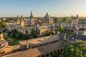 Oxford skyline featuring the Radcliffe Camera and the university church of St Mary the Virgin
