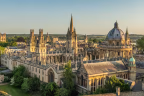Oxford skyline featuring the Radcliffe Camera and The University Church of St Mary the Virgin